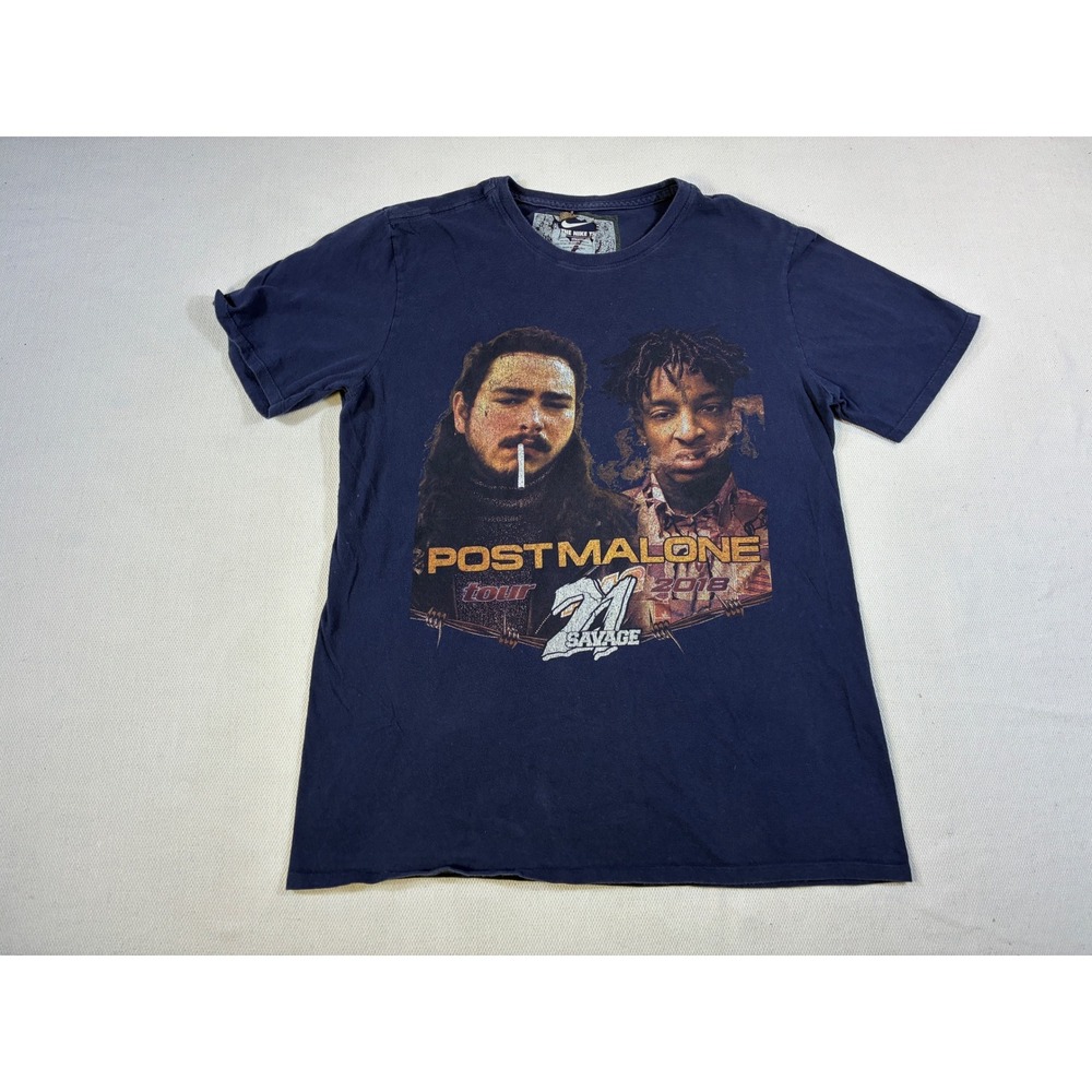 Post Malone 21 Savage Tour Shirt 2018 Concert Tee Navy Mens Medium No‎ Tag